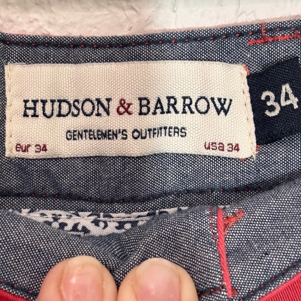 Golfing‎ - Hudson & Barrow Red - Chino Shorts Size 34 Stretch Cotton Flat Front
